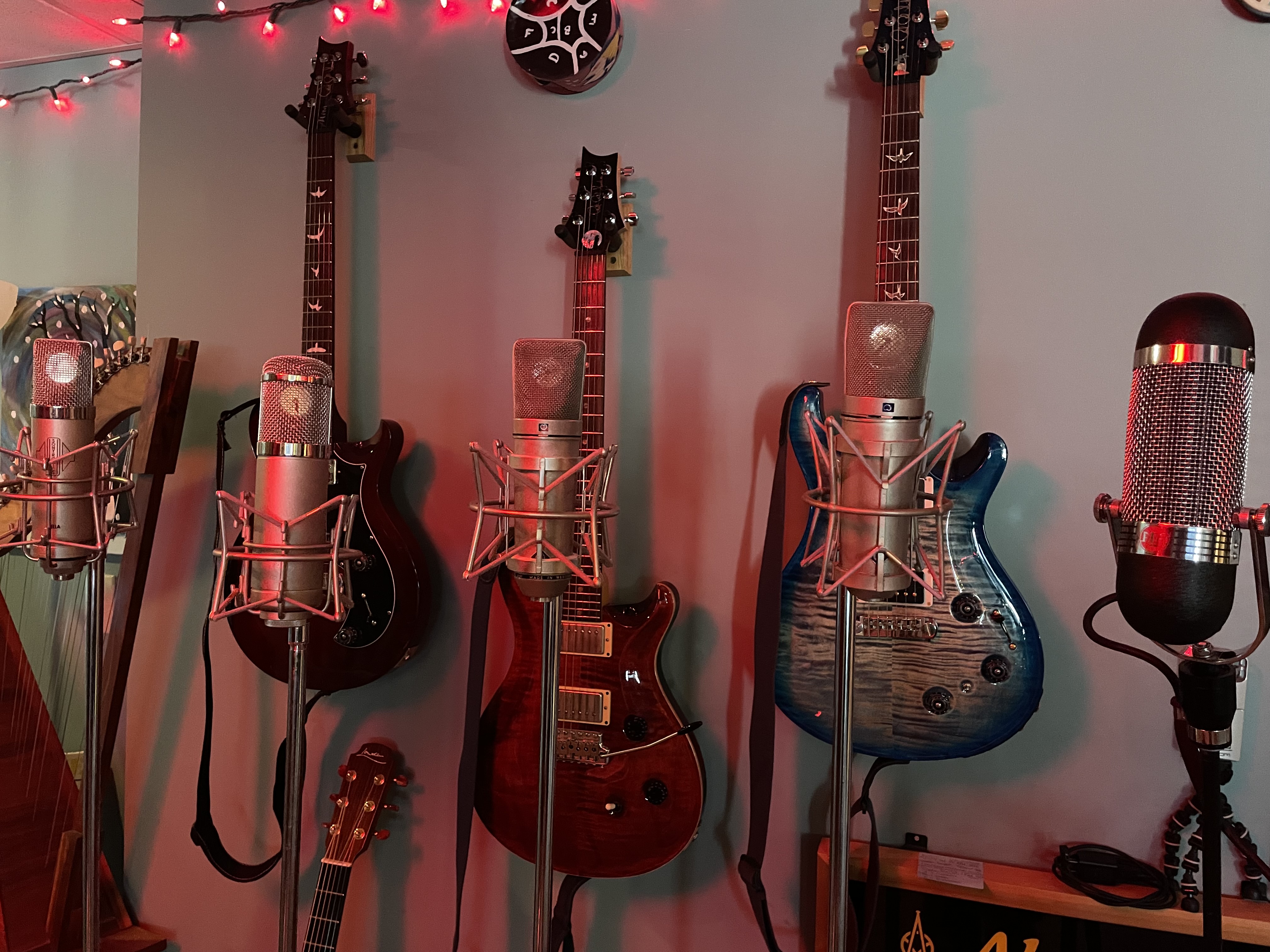 Selection of premium studio microphones including Neumann U87 and other boutique condenser and ribbon mics